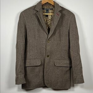 DKNY Tweed Jacket Brown Herringbone Wool Blazer Sport Coat